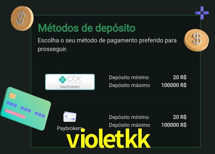 O cassino violetkk oferece uma grande variedade de métodos de pagamento